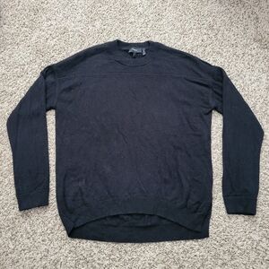 Theory Sweater Karenia Yoke 100% Cashmere Black Crew Neck Size Small